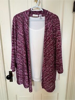 Alfred Dunner Marled Plum Open-Front Cardigan & Tank Women's Size 2X